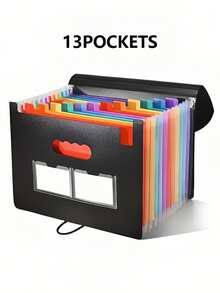 1 pieza Carpeta extra larga, Organizador de documentos con 13/25 bolsillos, Caja de archivo portátil de plástico, Carpeta de archivo para gestión de papeles/documentos/facturas/recibos (tamaño A4/Carta), Carpeta de archivo para suministros artísticos, Carpeta de archivo multiusos permanente, Adecuada para oficina, escuela, hogar - Multicolor - Ver 13