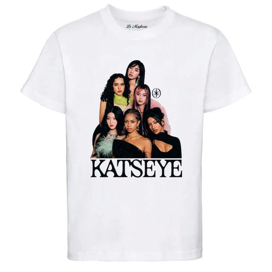 Camiseta unisex de grupo de K-pop, camiseta de mujer, atuendo de verano, ropa urbana, camiseta elegante de talla grande, top 100% algodón. - Blanco - Ver 1