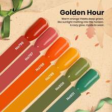 Beetles 6PCS 15ml Fall Gel Nail Polish Set, Golden Hour Collection, Burgundy, Orange, Dark Red & Green Soak Off UV LED Gel Polish - 6PCS 15ml Golden Hour - 查看 3