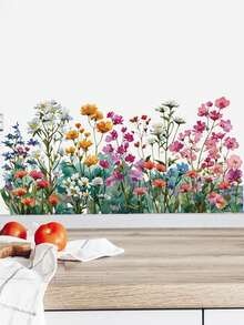 Watercolor Wildflower Baseboard Wall Stickers, PVC Waterproof Removable Self-Adhesive Paper, Tulip And Lavender Floral Long Strip Stickers, Countryside Ins-Style Kitchen And Bathroom Corner Cover-Up, Spring Rental Home And Airbnb DIY Soft Decoration - Wall Stickers - View 5