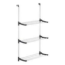 Varal de Porta Dobrável de 3 Níveis Zylx Shopping, Varal Vertical para Pendurar em Porta ou Parede, Estrutura Metálica Compacta, Mede 65,5 x 29 x 129 cm, Prata e Preto - 65,5 x 29 x 129 cm - Ver 3