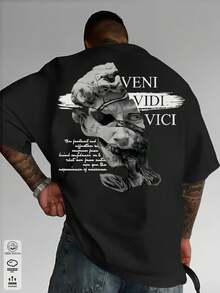 Una t-shirt da uomo ampia in 100% cotone con divertente stampa di coniglietto portoricano "DtMF" realizzata su misura, abbigliamento estivo, top estivo taglie forti, serie K-pop W. - Nero 1 - Visualizzare 5