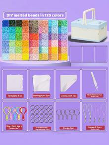 2.6mm Fuse Bead Creative Handmade Kit, Includes Storage Bag And Craft Tools For Perler Bead Crafts, Suitable For Hobbyists To Make Various Patterns, Great Gift For Birthday, Graduation, Valentine's Day, Party, Family, Friends, And Classmates - Perler Beads Set + Blue Folding Storage Box - View 10