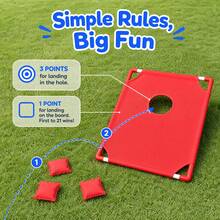 This Set Includes 6 Beanbags, A Red Or Blue Corn Hole Game Board, And A Gift Box. Random One,It's Suitable For Outdoor Parties, Backyard Camping, Indoor Gatherings, Or Beach Patio Entertainment. An Ideal Choice For Holiday Gifts And Party Supplies - 彩色 - 查看 5