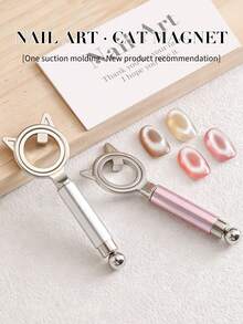 annies Silver Cat Ear Design Magnetic Nail Art Tool Strong Magnet DIY Gradient Crystal Cat Eye Gel Nail Art Supplies 1pc/3pcs - Multicolor - View 4