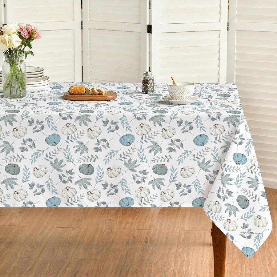 Autumn Thanksgiving Harvest Festival Polyester Tablecloth, Autumn Pumpkin Maple Leaf Washable Winter Dining Room Tablecloth Suitable For Home Dining Room Living Room Kitchen Decoration Suitable For Holiday Decoration (1pc/4pcs) - Multicolor - View 1