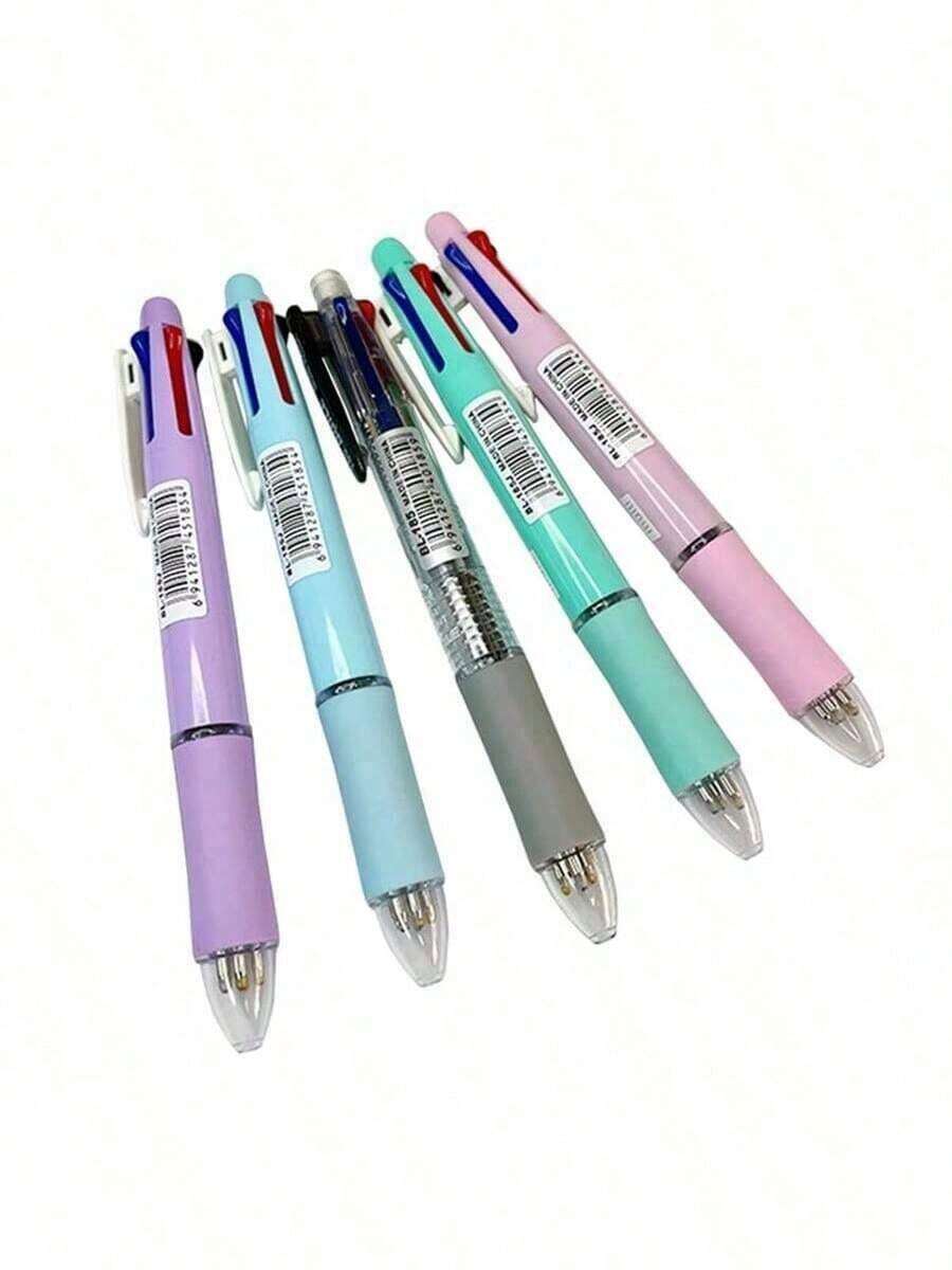 Clickable Multi-Color Ballpoint Pen, 4-In-1 Multifunctional Writing Pen, Stationery, Student Supplies - 4-color Ballpoint Pen + 1 Pencil Lead - View 1