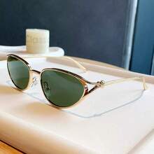 1 pieza Gafas de ojo de gato vintage con marco ovalado de metal, lentes de color té degradado premium, accesorio de estilo minimalista de lujo, adecuado para el uso diario, vacaciones en la playa, fotografía de calle y regalo para amigos, combina perfectamente con atuendos elegantes y sofisticados del día a día - Multicolor - Ver 12