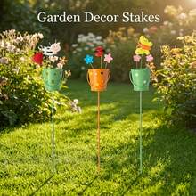 3pcs 27cm Height Acrylic Cartoon Animal Garden Stakes Cute Butterfly Ladybug Cow Flower Bucket Outdoor Garden Decor - Animal - View 4