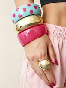 Conjunto de pulseras geométricas exageradas, uso diario, fiesta, vacaciones, accesorio de joyería versátil de estilo bohemio - Pulsera - Estilo moderno y cool - Ver 4