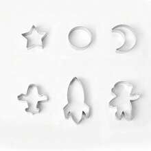 Cookie Cutter Set 6PCS Space Astronaut Cartoon Fun Style Stainless Steel Smooth Edge Non-Stick Easy Release For Kids - Silver - View 14