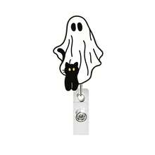 1pc Halloween Ghost Black Cat Acrylic Retractable Badge Reel ID Holder - Multicolor - View 13