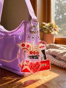 1Pc/6Pcs BangTang Pop Theme Fan Support Pattern Keychain, Cute Asymmetrical Shape Metal Butterfly Buckle Functional Pendant Decoration, Suitable For Fan Meetings, Concert Support, Birthday Gifts, Student Backpack Decoration, Peripheral Collection, Holiday Celebration And All Season Use - Multicolor - View 2
