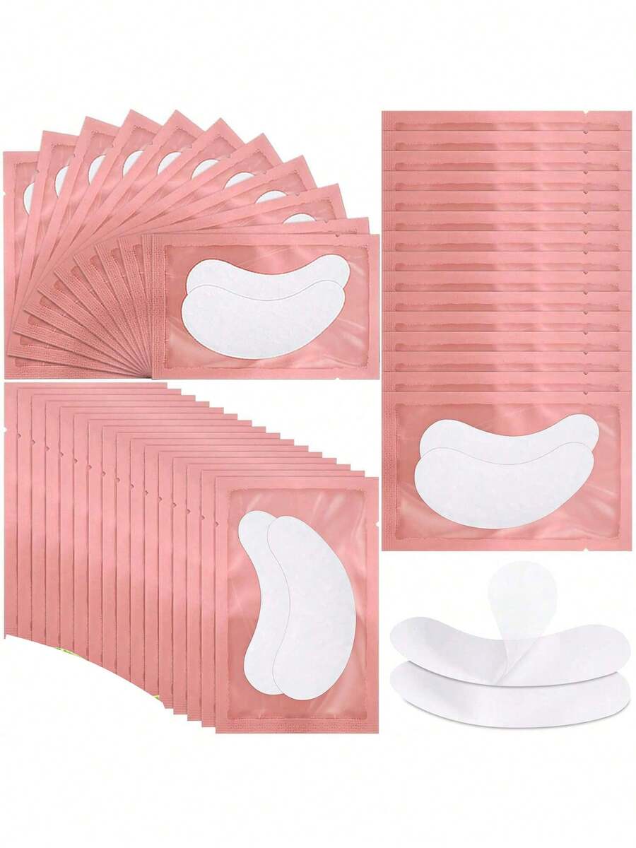 50 Pairs Eyelash Eye Pads, Isolation Eyelash Extension Pads, Professional Salon And Personal DIY Eyelash Extension Eye Pads And Beauty Tools - Pink - View 1