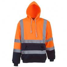 Yoko Mens Hi Vis Reflective Hoodie - Hi Visibility Orange/Admiral Navy - View 3