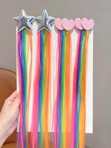 1pc Cute Cartoon Pattern Rainbow Gradient Hair Clip, Suitable For Girls. Rainbow, Five-Pointed Star, Unicorn, Heart, Swan, Butterfly Patterns. Multiple Colors Available. Accessories For Cosplay/Party/Photoshoot. - Multicolor - View 8