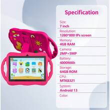1pc/Children Electronic Learning Toy/4GB RAM + 64GB Storage/7 Inch Tablet/Quad-Core 1.3GHz Processor/Android 13 System/1280x800 IPS High Definition Resolution Screen/2MP + 5MP Dual Camera/4000mAh Large Capacity Battery/Support WiFi Games/Made Of ABS Plastic + Silicone Material Tablet (Includes: Packaging Box/Data Cable/Instruction Manual/OTG Adapter/SIM Card Pin) - Multicolor - View 10