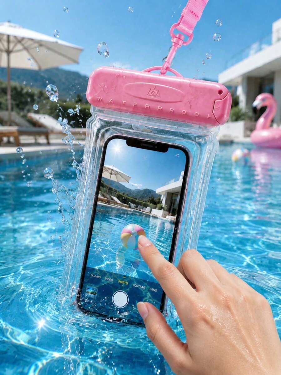 Funda impermeable para teléfono con cordón - Adecuada para buceo, natación, playa, se ajusta a todos los teléfonos de menos de 9.45 pulgadas, funda de teléfono impermeable y resistente a golpes para exteriores, esencial de playa, accesorio de playa, flotador de piscina - Multicolor - Ver 1