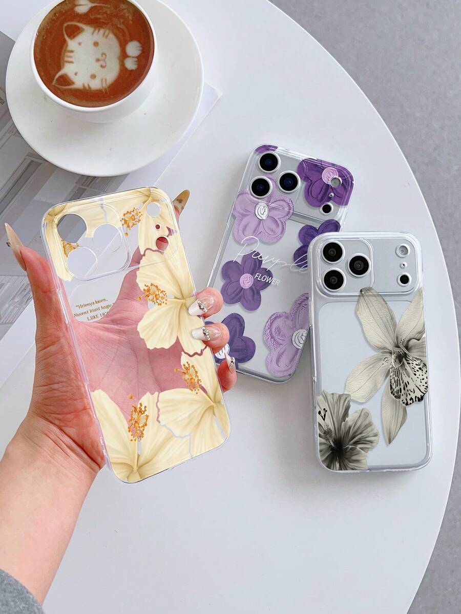 3件裝透明TPU手機殼,彩繪花卉圖案,適用於Apple 7/8/7PLUS/8PLUS/X/XR/XR/XSMAX/11/11PRO/11PROMAX/12/12PRO/12PROMAX/12MINI/13/13PRO/13PROMAX/13MINI/14/14PRO/14PROMAX/14PLUS/15/15PRO/15PROMAX/15PLUS/16/16pro/16promax/16PLUS/17/17pro/17promax/AIR/GALAXY Honor 400 400PRO 500 500PRO - 彩色 - 查看 1