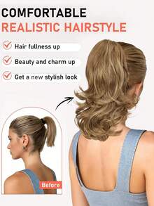 nimoki 14 Inch Clip-In Ponytail Hair Extension, Heat-Resistant Synthetic Fiber, Suitable For Women And Girls, Perfect For Parties And Daily Wear - Multicolor - View 5