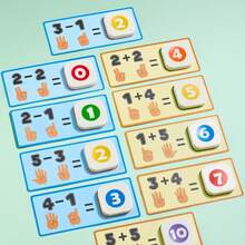 1 Set de Bloques de Conteo Numérico y Tarjetas de Matemáticas, Juego Educativo de Lógica de Suma & Resta, Juguete de Aritmética de Aprendizaje Temprano para Niños - Multicolor - Ver 3