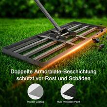 Ergonomischer Rasenrechen 80 x 30 x 197 cm mit Klicksystem, Rasenrechen, Gartenrechen, Sandrechen, Vertikutierer mit langem Griff, Rasenrechen für Garten und Golfplatz - A - Übersicht 5