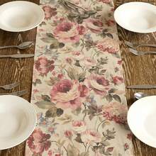 1pc Vintage Floral Table Runner, Country Style, Home Kitchen Decor, Indoor/Outdoor Party Supplies, Room Decoration. Suitable For Daily Home Kitchen Decor, Daily Party Decoration. - Multicolor - View 2