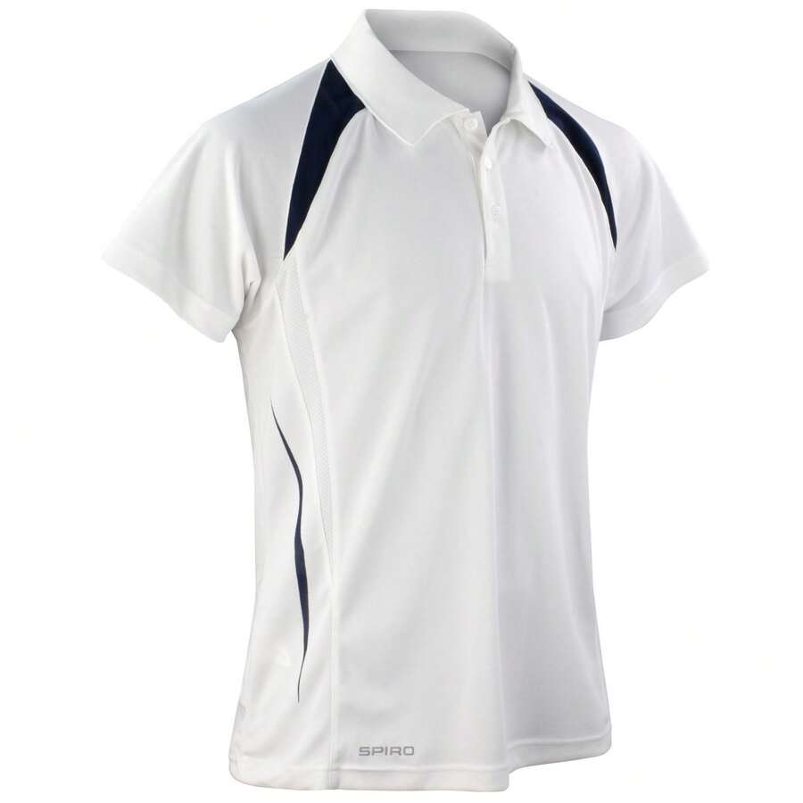 Spiro Mens Team Spirit Polo Shirt - White/Navy - View 1