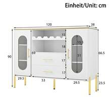 White Sideboard With Glass Doors And Wine Rack – Plenty Of Storage Space For Dining Room & Living - 白色 - 查看 4