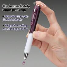 2 Buah Pulpen Tekan. Bodi logam tersedia dalam berbagai warna. Pegangan karet yang lembut. Ujung ganda pulpen mengeluarkan tinta dengan lancar. Desain pusat gravitasi rendah cocok untuk keperluan kantor, pelajar, atau menulis sehari-hari. - Beraneka warna - View 6