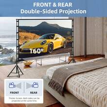 GAWFOLK 100 Inch Portable Projector Screen With Stand,Lightweight Quick Setup Foldable Outdoor Projection Screen,16:9 4K Ultra HD Front & Rear Pantalla Para Proyector, For Home Theater, Backyard Movies, Office, School And Camping Use - View 2