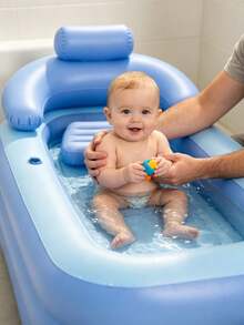 Portable Baby Bathtub, Foldable Non-Slip With Pillow Headrest, Soft Infant Bath Tub For Newborns, Suitable For Home Bathroom - Multicolor - View 8