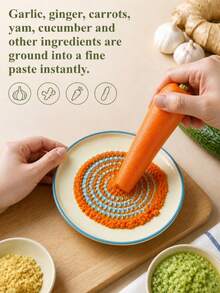 1pc Hand-Painted Style Multi-Function Ceramic Food Grinder, Manual Potato Masher, Suitable For Ginger, Garlic, Carrot, Kitchen Tool - Multicolored Grinding Butterfly - View 6