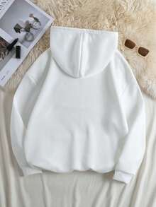 Pullover "Liebe Person hinter mir" Hoodie, inspirierender Rückenaufdruck, Unisex-Sweatshirt, Streetwear, Herbstkleidung - Weiss - Übersicht 3