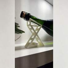 桌上香檳酒瓶架展示架，適用於酒瓶收藏，可放置在櫥櫃上展示，現代極簡風，省空間，適合廚房與客廳 - 白色 - 查看 2