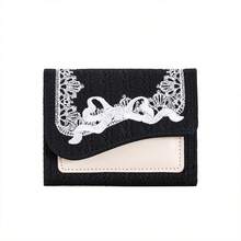 Lace Short Folded Wallet With Multiple Card Slots,Wallet For Women Elegant - Multicolor - View 9