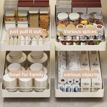 Gaveta Organizadora Branco Leitoso 30x43cm, Suporte Extraível para Panelas e Temperos, Design Moderno e Antiderrapante para Cozinhas e Banheiros. - Visão 6