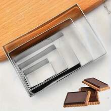 Cake Ring Set, 5PCS Square Stainless Steel, Smooth Edge Easy Clean, Pancake Biscuit Molds, Cake Decorating - Silver - View 5