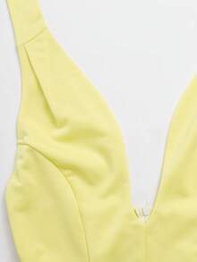 Gaun Mini Koktail Seksi Tanpa Punggung dengan Tali Bahu Tipis, Sempurna untuk Liburan dan Penampilan Pernikahan - Kuning muda - View 5