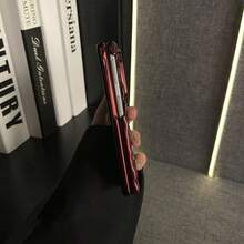 奢華酒紅色電鍍百褶手機殼，相容 Galaxy Z Fold8 ZFold8 Fold8 背蓋，相容 iPhone Duo 手機殼 - 酒紅 - 查看 9