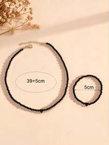 1 Stück Halskette + 1 Stück Armband Elegantes Vintage Mode Vielseitig Schwarzes Acryl Künstlicher Kristall Herz Elastisch Verstellbar Armband Halskette Set Geeignet für Frauen Tägliche Lässig Ausflüge Bankette Musikfestivals Partys Veranstaltungen Zusammenkünfte Urlaubsgeschenke Valentinstag Geschenke - Schwarz - Übersicht 5