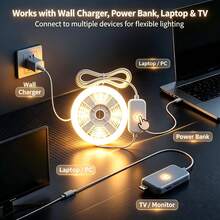 1m To 5m Indoor LED Light Strip, Dual Color Cold And Warm Options. USB Powered, Touch Button Control. Suitable For Bedroom, Mirror, Kitchen, TV Background Wall, Desk And Holiday Atmosphere. - Touch Light Strip - View 4