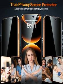 4片裝 11 12 13 14 15 16 17 Pro 14 15 16 Plus 17 Air 系列隱私鋼化玻璃螢幕保護貼，28°側視隱私，9H鑽石硬度，98%透光率，防刮，高畫質觸控精準，適合辦公/通勤 - 4件 - 查看 3