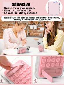 1pc Macaron Color Silicone Suction Cup Phone Holder, With Hidden Foldable Support Stand, Ultra-Thin Washable Reusable Non-Slip Phone Stand, Suitable For Bathroom Mirror, Glass Wall, Desktop And Other Smooth Surfaces, Hands-Free Video Watching For Home Or Office - Support - View 10