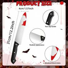 Halloween Horror Cosplay Prop Plastic Fake Knife Set, Bloody Horror Weapon Style Costume Party Accessories, Suitable For Haunted House And Dark Gothic Scene Decoration - Fake Knife Props - View 9