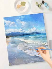 1pc Beach Oil Painting, Wall Art Decor, Printed Poster Painting, Room Decoration, Living Room Wall Decor - A - View 2