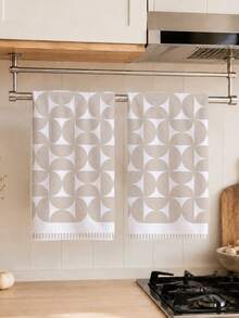MEMNUN 2件裝奶茶色四葉半圓幾何印花廚房抹布 餐巾 40*60cm/45*70cm 超細纖維聚酯材質 現代柔軟洗碗布 廚房巾 手巾 家居裝飾 廚房裝飾 烹飪烘焙手巾 廚房配件 可機洗 清潔用品 適合餐廳廚房日常裝飾與送禮 全季節適用 - 彩色 - 查看 2