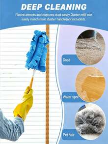 1/2/4pcs Dust Duster Replacement Pads, Washable Handheld Duster Cloth Covers, Pet Hair/Lint Capture Cleaning Pads, Suitable For Home Furniture And Car, Dry And Wet Use Dusting Wipes, 3 Colors Blue Purple Yellow Dust Cleaning Heads - Multicolor - View 5