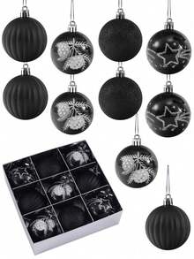 9pcs/Box Christmas Ball Ornaments, Christmas Tree Decorations, Hanging Shatterproof Plastic Balls, Suitable For Christmas Tree, Wedding Party, Window Decoration, Valentine's Day, Home Wall Decor, Create Festive Atmosphere, Christmas Gift - Christmas 4 - View 7