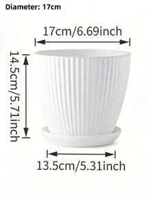 2件組 3.5-7.5英吋塑膠花盆附排水孔與托盤，輕量省空間室內植栽盆，適用居家辦公桌、客廳、陽台，園藝禮品，夏季室內裝飾美學 - 彩色 - 查看 9